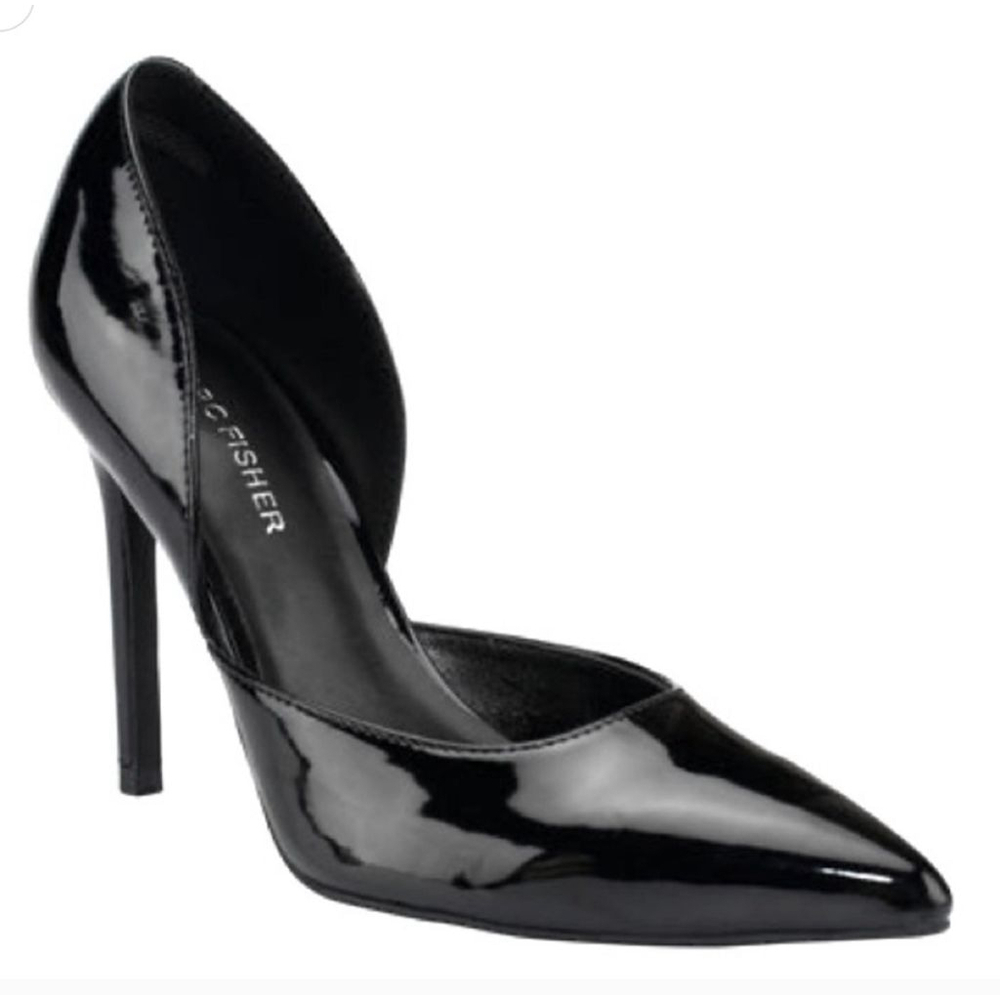 Marc Fisher Chrysta Black Patent Leather Pointy Toe Pumps Size 7.5